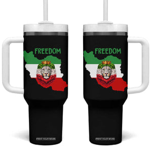 Freedom Iran Tumbler With Handle Patriotic Persian Lion Resistance Movement Gift TS12 One Size: 40 oz Black Print Your Wear