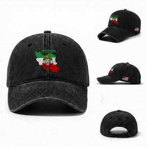 Freedom Iran Washed Cotton Baseball Cap Patriotic Persian Lion Resistance Movement Gift TS12 Washed Cap Universal Fit Black Print Your Wear