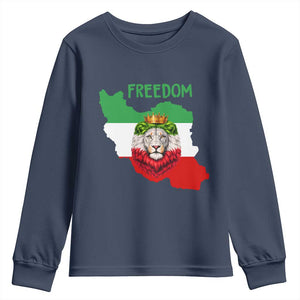 Freedom Iran Youth Sweatshirt Patriotic Persian Lion Resistance Movement Gift TS12 Navy Print Your Wear