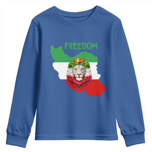 Freedom Iran Youth Sweatshirt Patriotic Persian Lion Resistance Movement Gift TS12 Royal Blue Print Your Wear