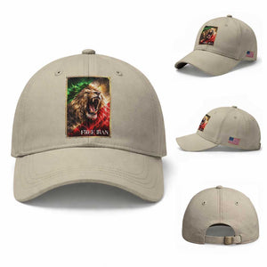 Free Iran Lion Baseball Cap Freedom Resistance Solidarity Movement Gift TS12 Baseball Cap Universal Fit Beige Print Your Wear