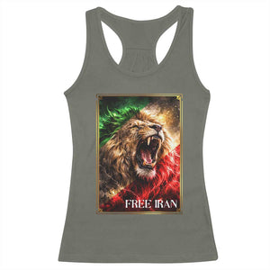 Free Iran Lion Racerback Tank Top Freedom Resistance Solidarity Movement Gift TS12 Military Green Print Your Wear