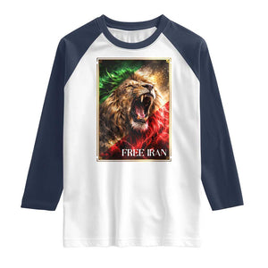 Free Iran Lion Raglan Shirt Freedom Resistance Solidarity Movement Gift TS12 White Navy Print Your Wear