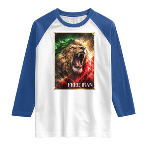 Free Iran Lion Raglan Shirt Freedom Resistance Solidarity Movement Gift TS12 White Royal Print Your Wear