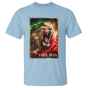 Free Iran Lion T Shirt Freedom Resistance Solidarity Movement Gift TS12 Light Blue Print Your Wear