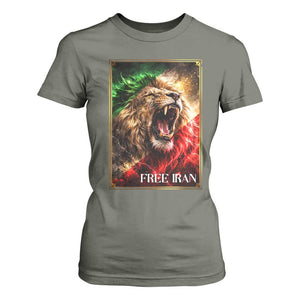 Free Iran Lion T Shirt For Women Freedom Resistance Solidarity Movement Gift TS12 Military Green Print Your Wear