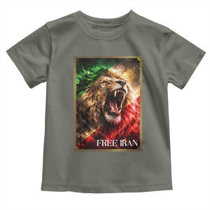 Free Iran Lion Toddler T Shirt Freedom Resistance Solidarity Movement Gift TS12 Military Green Print Your Wear