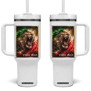 Free Iran Lion Tumbler With Handle Freedom Resistance Solidarity Movement Gift TS12 One Size: 40 oz White Print Your Wear