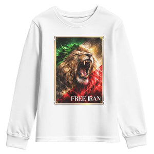 Free Iran Lion Youth Sweatshirt Freedom Resistance Solidarity Movement Gift TS12 White Print Your Wear