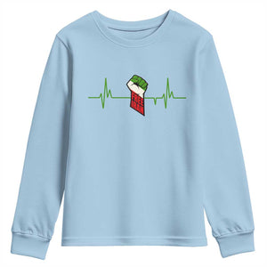 Free Iran Youth Sweatshirt Patriotic Heartbeat Flag Movement Gift TS12 Light Blue Print Your Wear