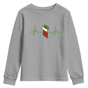 Free Iran Youth Sweatshirt Patriotic Heartbeat Flag Movement Gift TS12 Sport Gray Print Your Wear