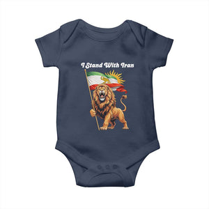 I Stand With Iran Baby Onesie Freedom Lion Patriotic Resistance Gift TS12 Navy Print Your Wear