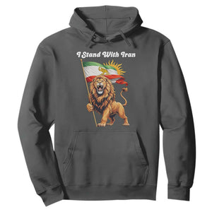 I Stand With Iran Hoodie Freedom Lion Patriotic Resistance Gift TS12 Dark Heather Print Your Wear