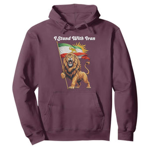 I Stand With Iran Hoodie Freedom Lion Patriotic Resistance Gift TS12 Maroon Print Your Wear