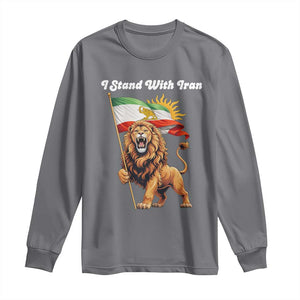 I Stand With Iran Long Sleeve Shirt Freedom Lion Patriotic Resistance Gift TS12 Charcoal Print Your Wear