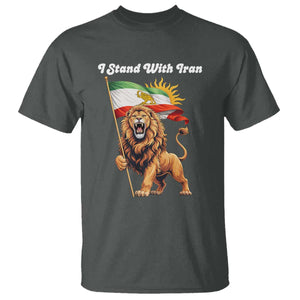 I Stand With Iran T Shirt Freedom Lion Patriotic Resistance Gift TS12 Dark Heather Print Your Wear