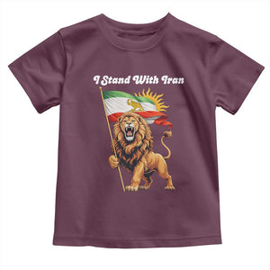 I Stand With Iran Toddler T Shirt Freedom Lion Patriotic Resistance Gift TS12 Maroon Print Your Wear