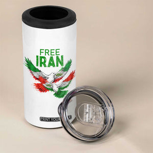Iranian Flag Peace Doves 4 in 1 Can Cooler Tumbler Free Iran Freedom Statement Gift TS12 Print Your Wear