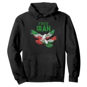 Iranian Flag Peace Doves Hoodie Free Iran Freedom Statement Gift TS12 Black Print Your Wear