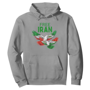 Iranian Flag Peace Doves Hoodie Free Iran Freedom Statement Gift TS12 Sport Gray Print Your Wear