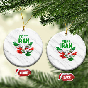 Iranian Flag Peace Doves Ceramic Ornament Free Iran Freedom Statement Gift TS12 1pc White Marble Print Your Wear