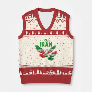 Iranian Flag Peace Doves V-Neck Knit Sweater Vest Free Iran Freedom Statement Gift TS12 Beige Red Print Your Wear