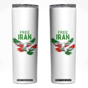 Iranian Flag Peace Doves Skinny Tumbler Free Iran Freedom Statement Gift TS12 White Print Your Wear