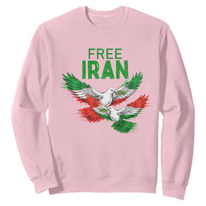 Iranian Flag Peace Doves Sweatshirt Free Iran Freedom Statement Gift TS12 Light Pink Print Your Wear