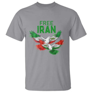 Iranian Flag Peace Doves T Shirt Free Iran Freedom Statement Gift TS12 Sport Gray Print Your Wear