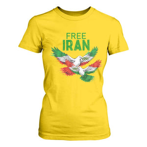Iranian Flag Peace Doves T Shirt For Women Free Iran Freedom Statement Gift TS12 Daisy Print Your Wear