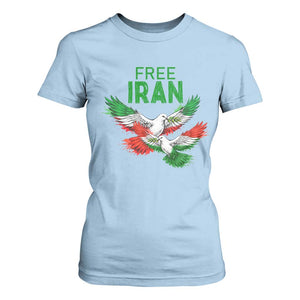 Iranian Flag Peace Doves T Shirt For Women Free Iran Freedom Statement Gift TS12 Light Blue Print Your Wear