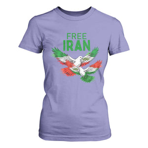 Iranian Flag Peace Doves T Shirt For Women Free Iran Freedom Statement Gift TS12 Violet Print Your Wear