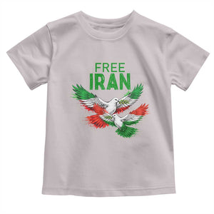 Iranian Flag Peace Doves Toddler T Shirt Free Iran Freedom Statement Gift TS12 Ice Gray Print Your Wear