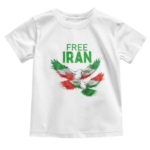 Iranian Flag Peace Doves Toddler T Shirt Free Iran Freedom Statement Gift TS12 White Print Your Wear