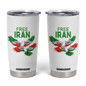 Iranian Flag Peace Doves Tumbler Cup Free Iran Freedom Statement Gift TS12 White Print Your Wear