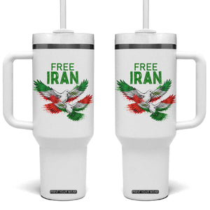 Iranian Flag Peace Doves Tumbler With Handle Free Iran Freedom Statement Gift TS12 One Size: 40 oz White Print Your Wear