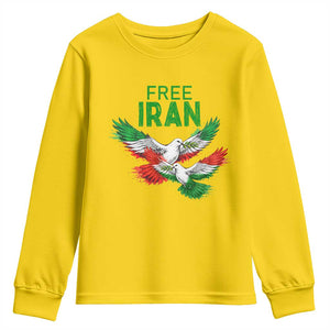 Iranian Flag Peace Doves Youth Sweatshirt Free Iran Freedom Statement Gift TS12 Daisy Print Your Wear