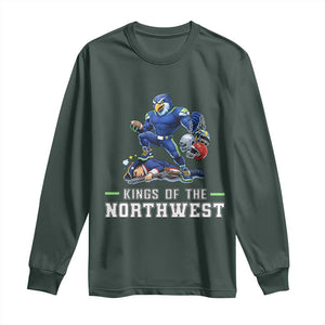 Kings Of The Northwest Long Sleeve Shirt Funny Seattle Dominates New England TS12 Dark Forest Green Print Your Wear