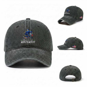 Kings Of The Northwest Washed Cotton Baseball Cap Funny Seattle Dominates New England TS12 Washed Cap Universal Fit Dark Green Print Your Wear