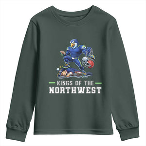 Kings Of The Northwest Youth Sweatshirt Funny Seattle Dominates New England TS12 Dark Forest Green Print Your Wear