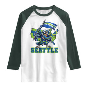 Pacific Northwest Football Pride Raglan Shirt Seattle Fan TS12 White Dark Forest Green Print Your Wear