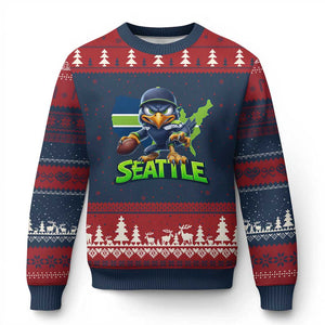 Seattle Fan Pride Ugly Christmas Sweater Gift For Sports Lover TS12 Navy Red Print Your Wear