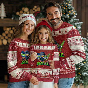 Seattle Fan Pride Ugly Christmas Sweater Gift For Sports Lover TS12 Red Beige Print Your Wear