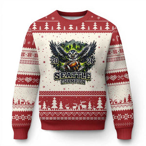 2026 Champion Ugly Christmas Sweater Gift For Seattle Sports Fans TS12 Beige Red Print Your Wear
