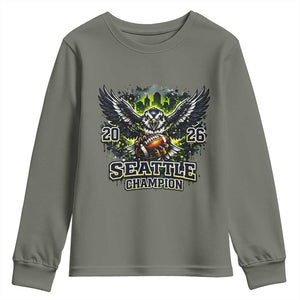 2026 Champion Youth Sweatshirt Gift For Seattle Sports Fans TS12 Military Green Print Your Wear