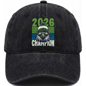2026 Champion Seattle Washed Cotton Baseball Cap 12s Fan Pride TS12 Print Your Wear