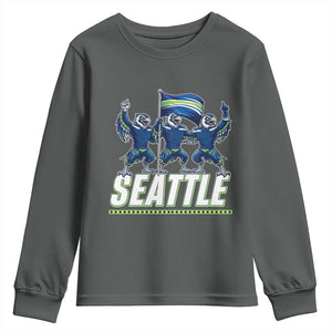 Seattle Fan Pride Victory Celebration Youth Sweatshirt Gift For Sports Lovers TS12 Dark Heather Print Your Wear