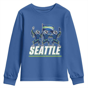 Seattle Fan Pride Victory Celebration Youth Sweatshirt Gift For Sports Lovers TS12 Royal Blue Print Your Wear