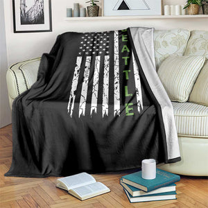 Seattle With American Flag Fan Pride Throw Blanket Gift For Sports Lovers TS12 Print Your Wear