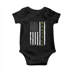 Seattle With American Flag Fan Pride Baby Onesie Gift For Sports Lovers TS12 Black Print Your Wear